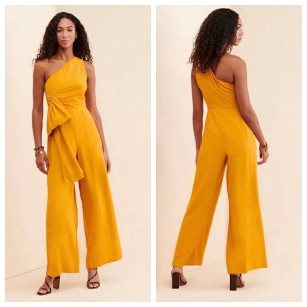 c/meo collective - show them the shoulder jumpsuit pantsuit wide leg wrap size 2